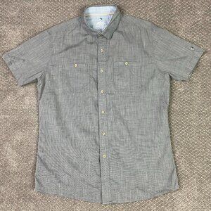 Kuhl Karib Short Sleeve Button Down Shirt Men's Medium Gray Hiking Outdoors 7460